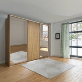 Tulsa Large 3 Door Wardrobe With Mirror and Bianco Oak Decking - Pendle Village Furniture